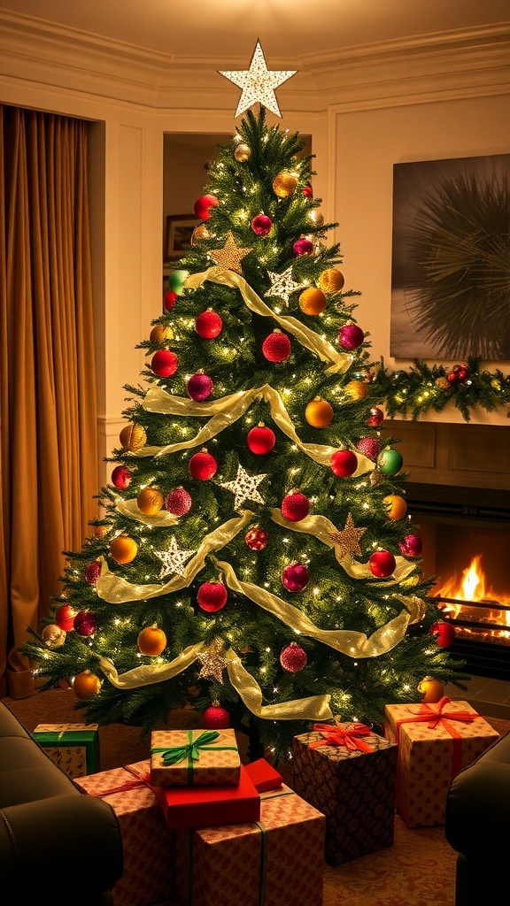 Creative Christmas Tree Ideas for Your Home A festive Christmas tree with lights and ornaments in a cozy living room setting.